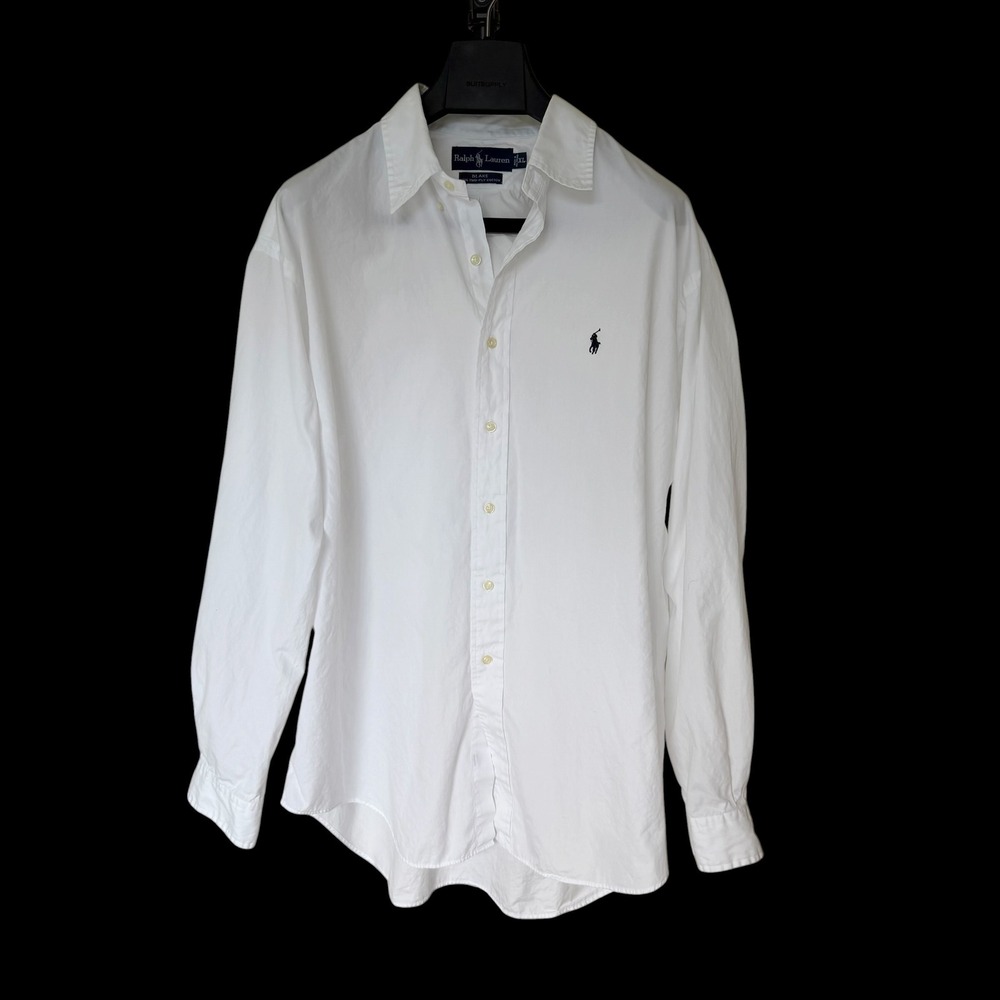 Ralph Lauren Blake XL White Two-Ply Cotton Button Down Long Sleeve Shirt